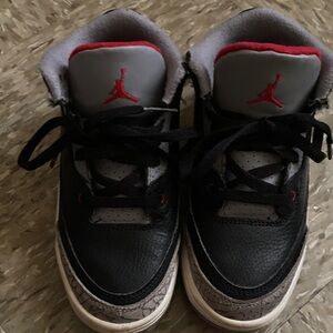 Jordan Kids Black and Gray Sneakers with Red Accents